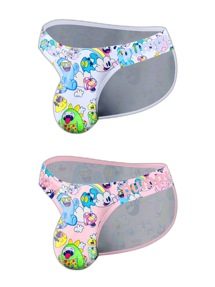 2 Pack Men's Cartoon High-Cut Breathable Bikini