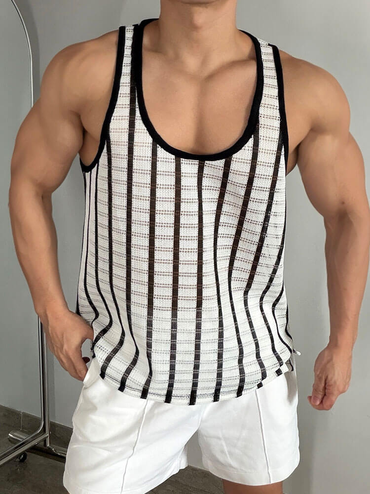 Men's American Resort-Style Striped Versatile Vest