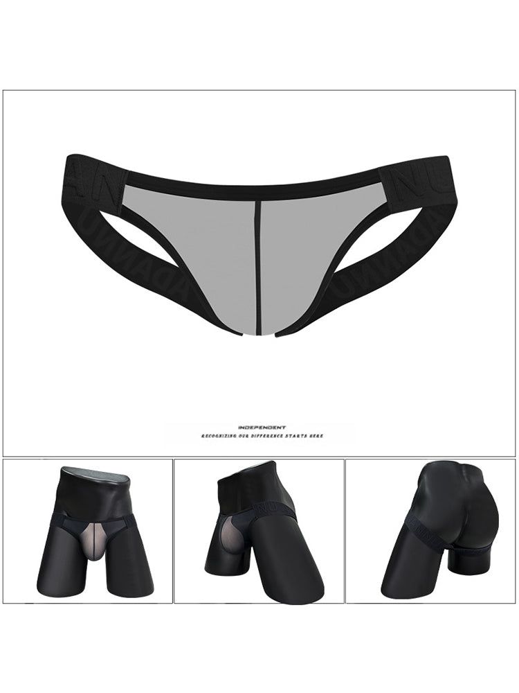 2 Pack Men's Sheer No-Waistband Jockstrap with Textured Pattern