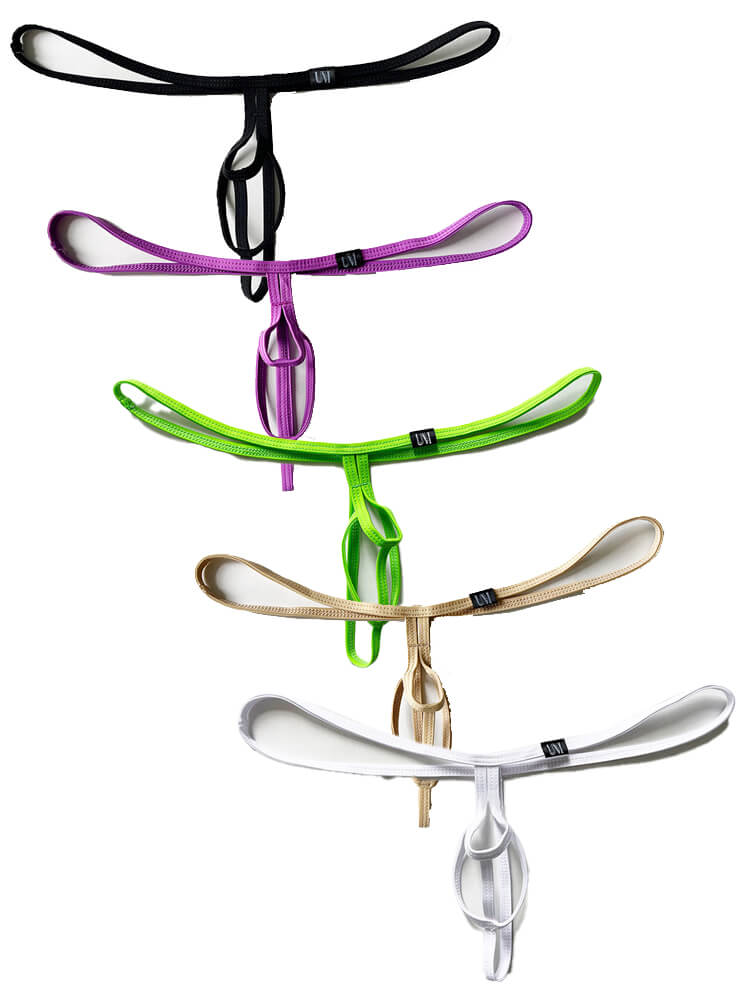 Men's Sexy Elastic Strap Hollow Solid Color Thong