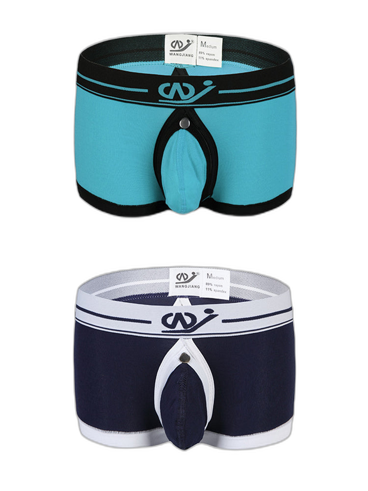 2 Pack Men's Large Pouch Back Opening Sexy Trunks
