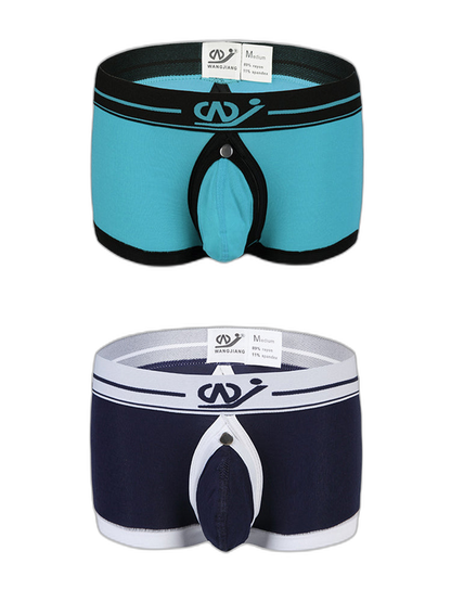 2 Pack Men's Large Pouch Back Opening Sexy Trunks