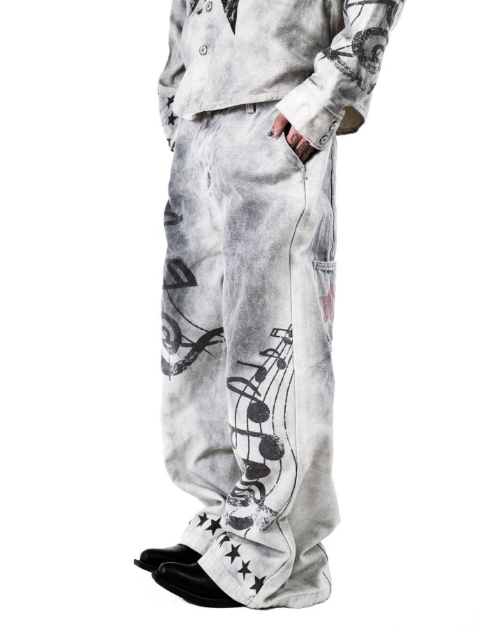 KIIKIO Y2K Music Note Star Wide-Leg Jeans