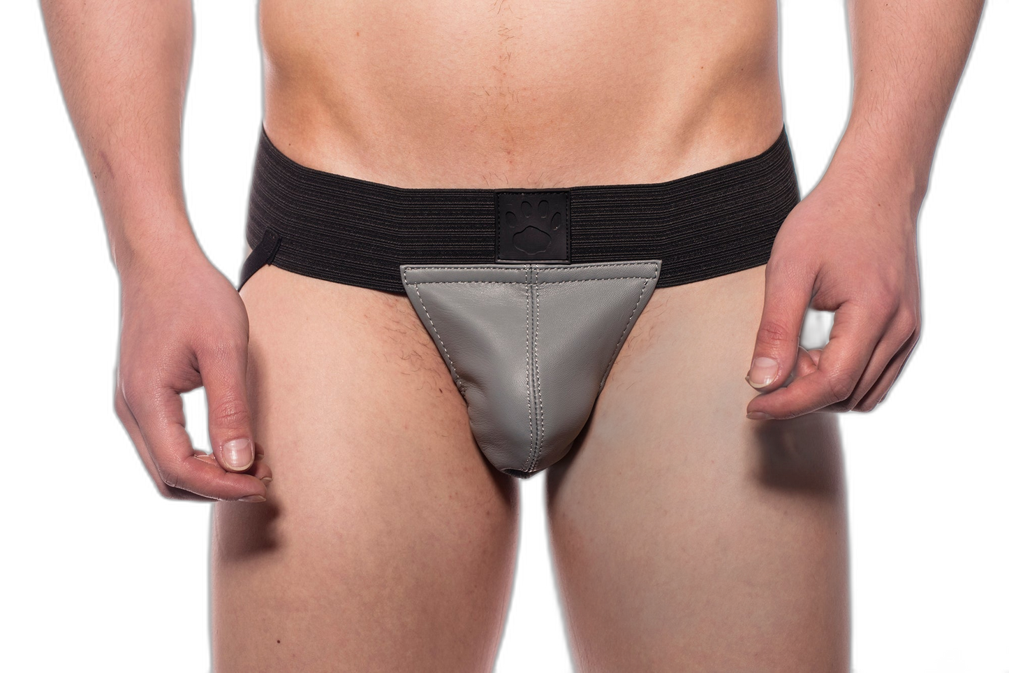 Prowler RED Leather Pouch Jock Black/Grey