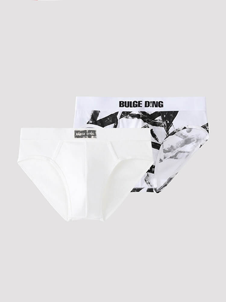 Men's Trace Belt Printed Colorblock Elastic Briefs