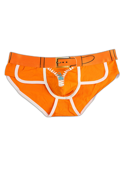 Zipper Belt Printed Cotton Pouch Briefs