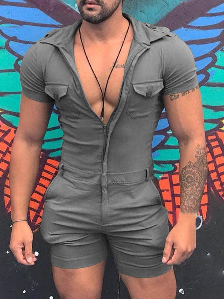Men's Short Sleeve Jumpsuit - Green