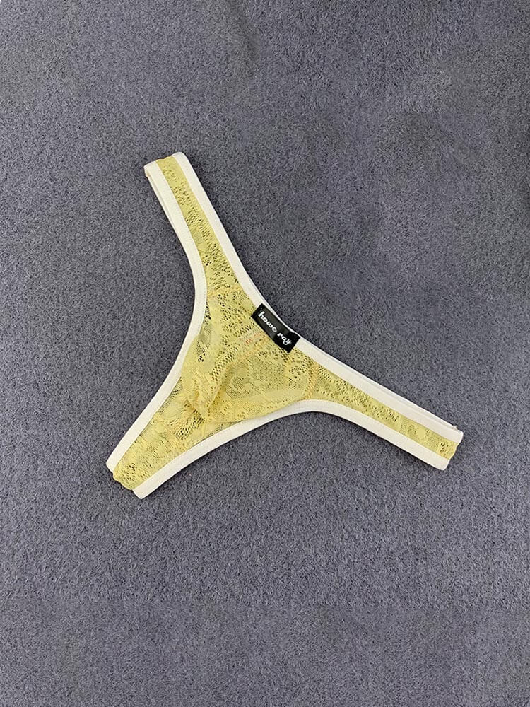 Men's Sexy Transparent Lace Low-Rise Stretch Thong