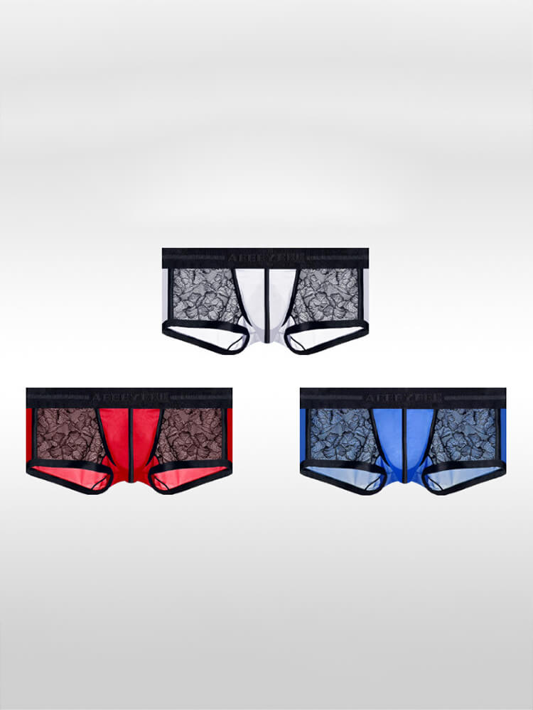 Men's Ice Silk Lace Sexy Sheer Ultra-Thin Trunks