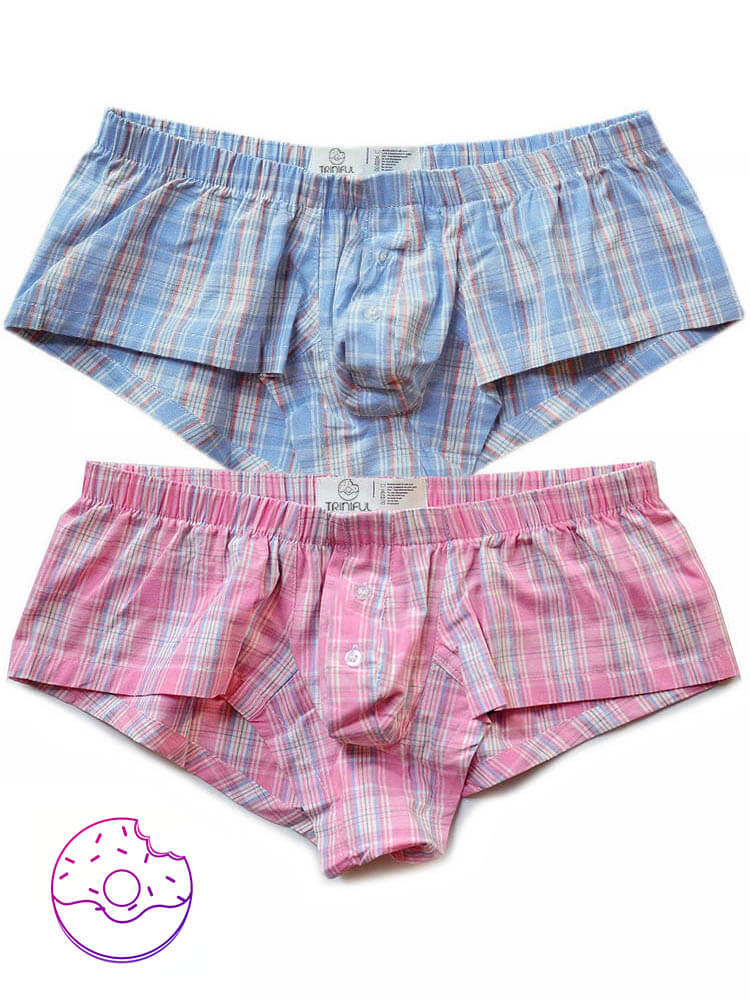 2 Pack Men's Low Rise Sexy Plaid Home Boxer Briefs