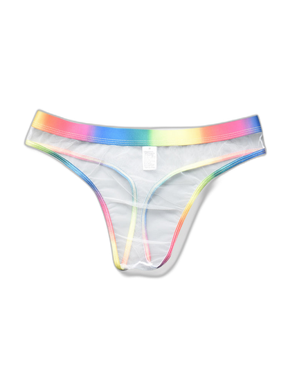 3-pack Men's Rainbow Trim Sheer Mesh Thong