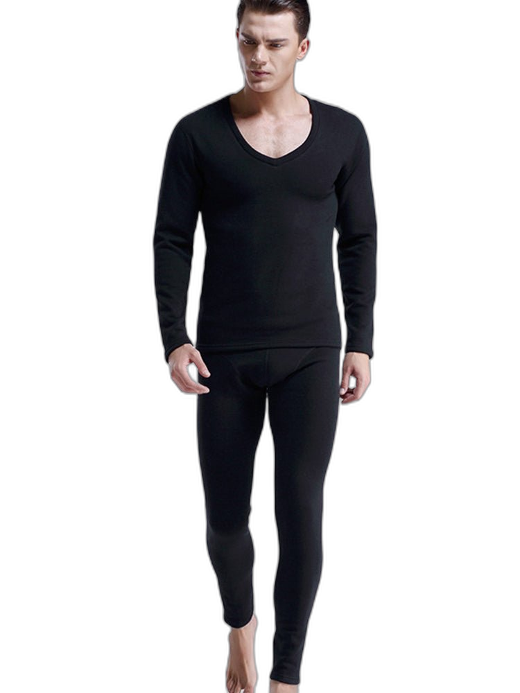 V-Neck Thermal Underwear With Fleece Lined