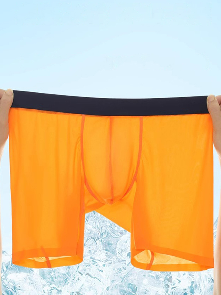 3 Pack Men's Ice Silk Athletic Long Boxer Briefs