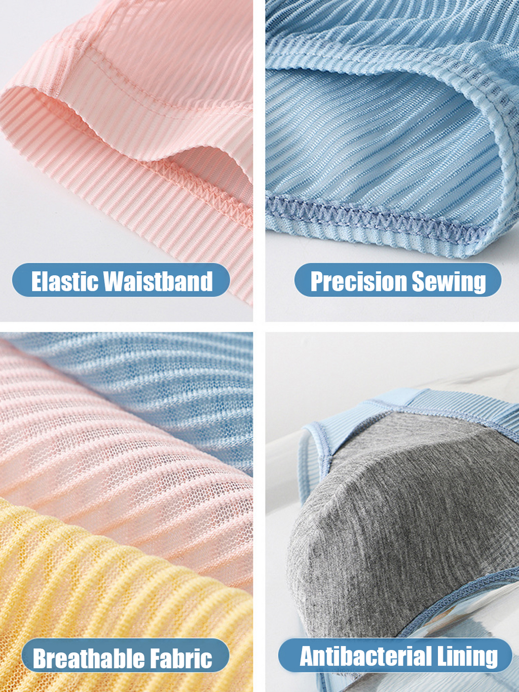 2 Pack Men’s Striped Separate Pouch Thin Briefs