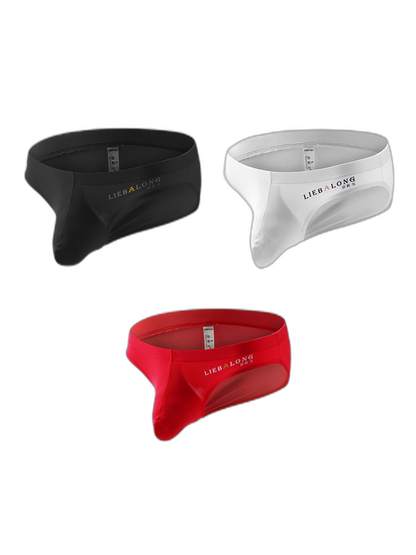 3 Packs of Men's Ice Silk Seamless Convex Pouch Briefs