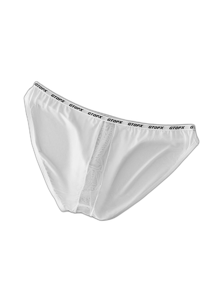 2 Pack Men's Low-Rise Sporty Ice-Silk Bikini with Mesh Front and U-Contour Pouch