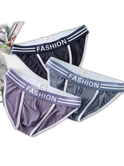 3 Pack Men's High-Cut Sexy Comfortable U-Convex Breathable Briefs