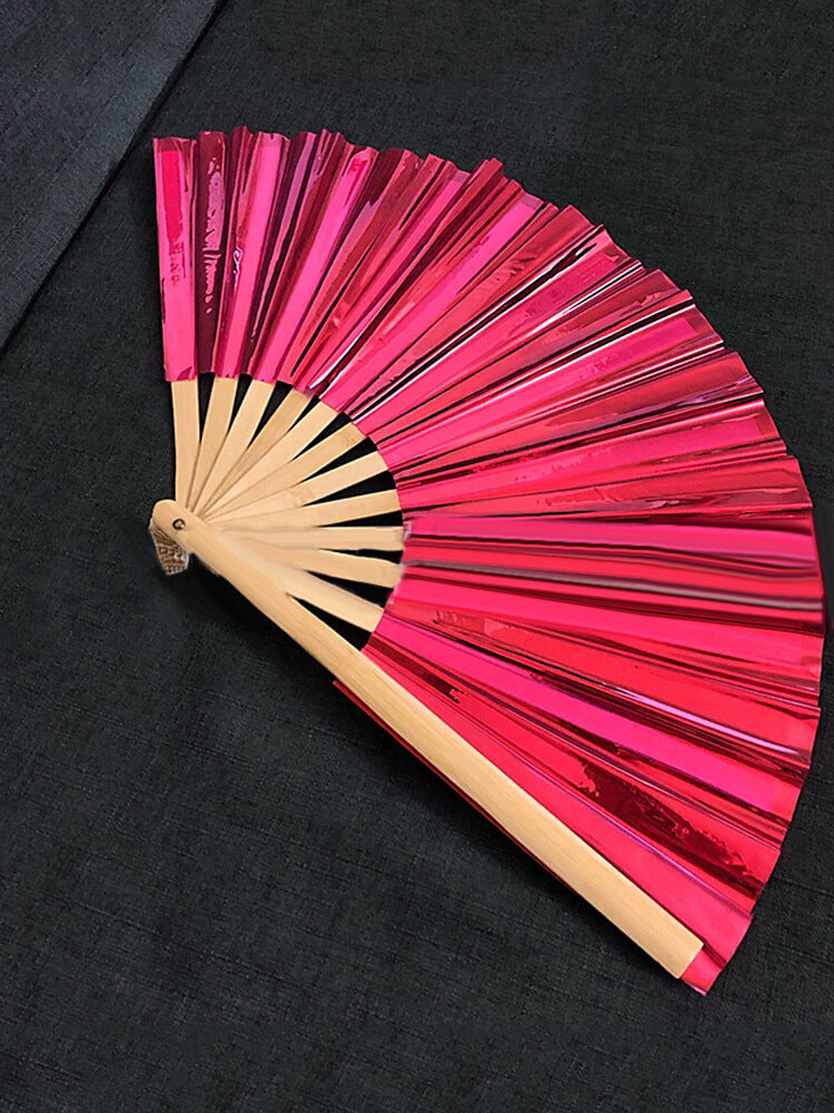 Nightclub Holographic PVC Iridescent Folding Fan