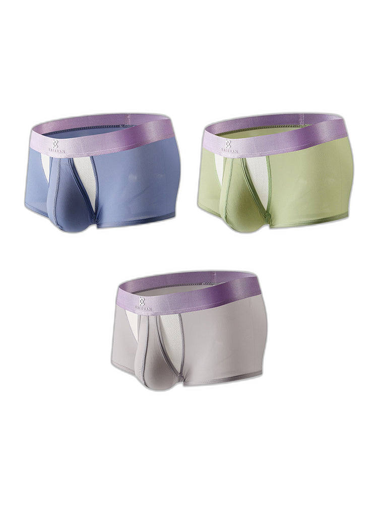 3 Pack Men's Supportive Pouch Lightweight Antibacterial Cooling Trunks