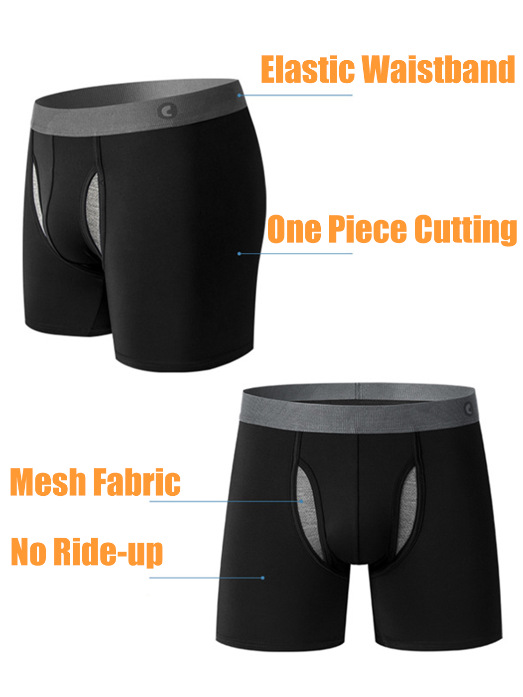 Breathable Sports Boxer Briefs with Open Fly