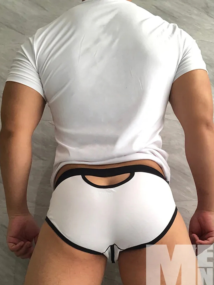 Men’s Spliced Lines U Convex Pouch Cotton Briefs