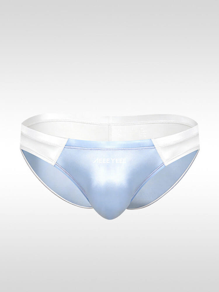 Men's Sexy Low-Rise Satin Colorblock Briefs