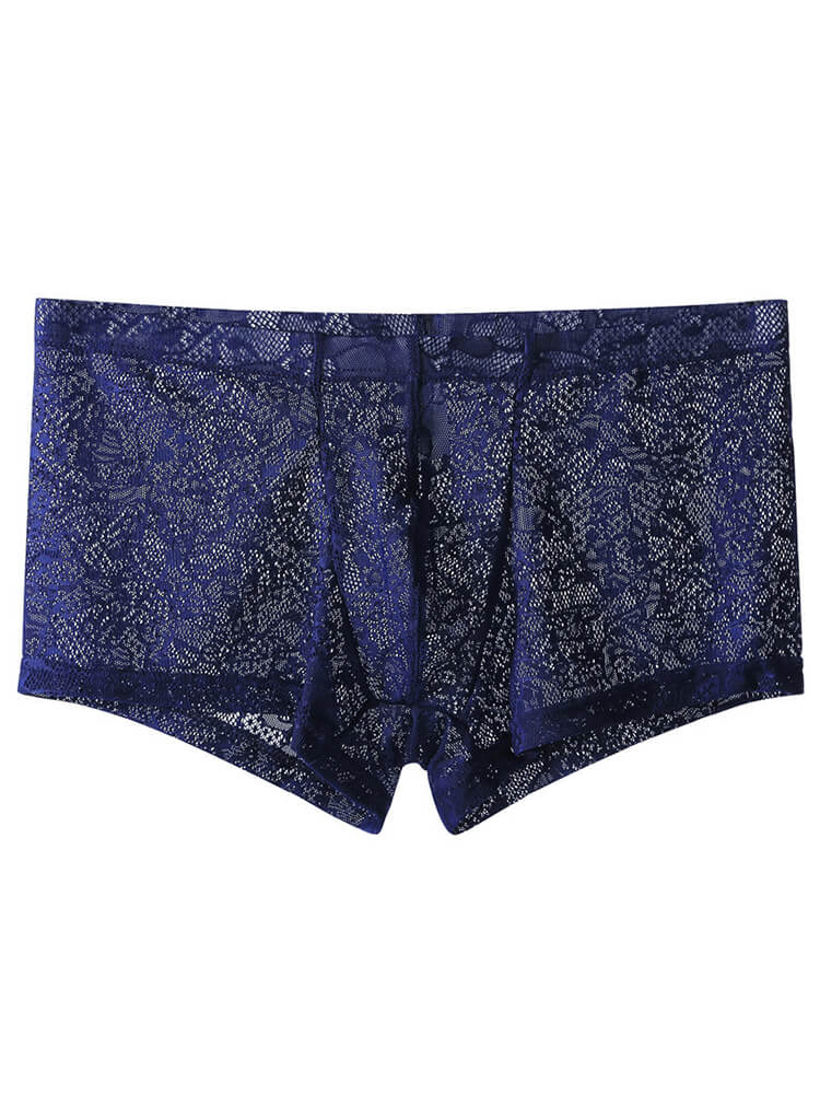 Men's Low-Rise Sexy Lace See-Through Boxer Briefs