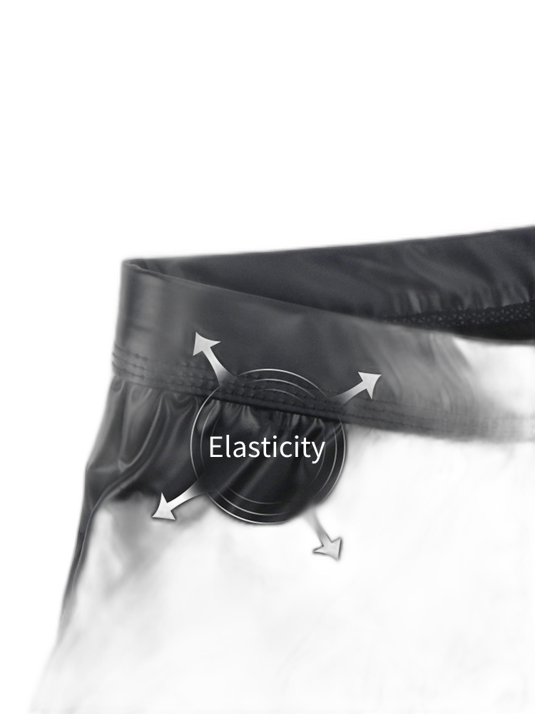 2-pack Men's Leather Hollow Hip-revealing Large Pouch Boxer Briefs