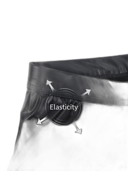 2-pack Men's Leather Hollow Hip-revealing Large Pouch Boxer Briefs