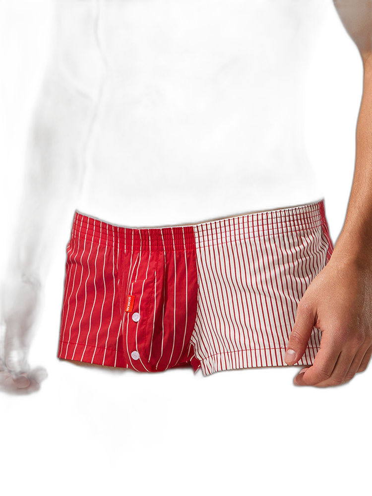 2 Pack Men's Fashionable Cotton Lounge Shorts with Stripe Patchwork