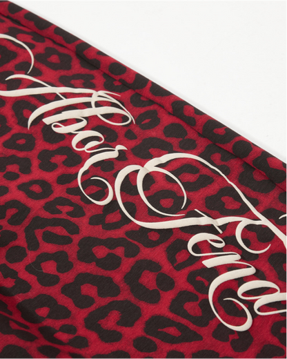 American High Street Style Leopard Print And Letter Print Capri Pants