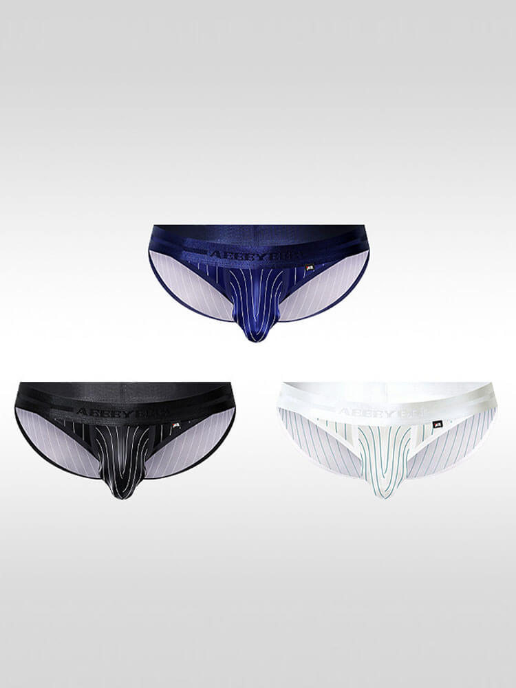 Men's Sexy Low-Rise High-Cut Striped Briefs
