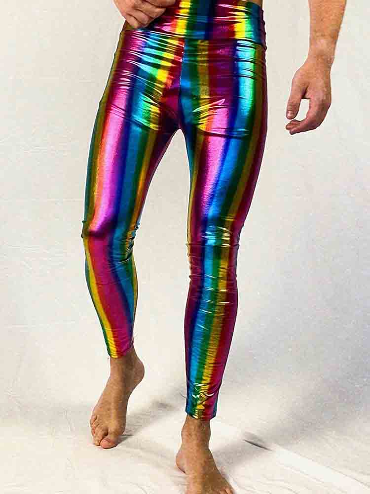 Men's High Waist Rainbow Gradient Leggings