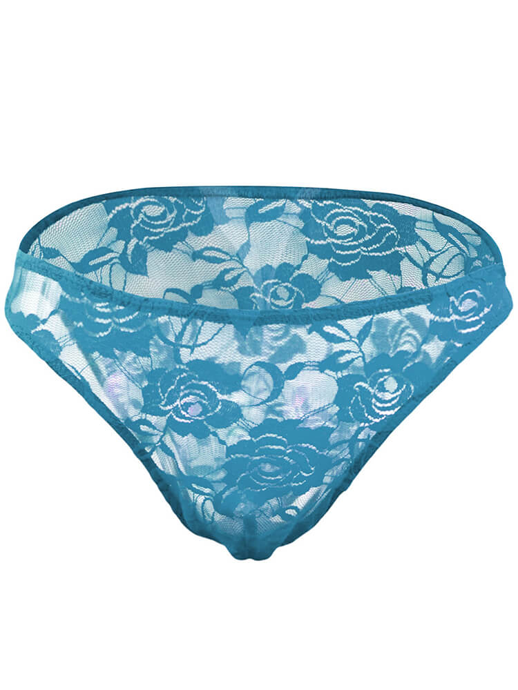 Men's Mesh Transparent Rose Lace Briefs