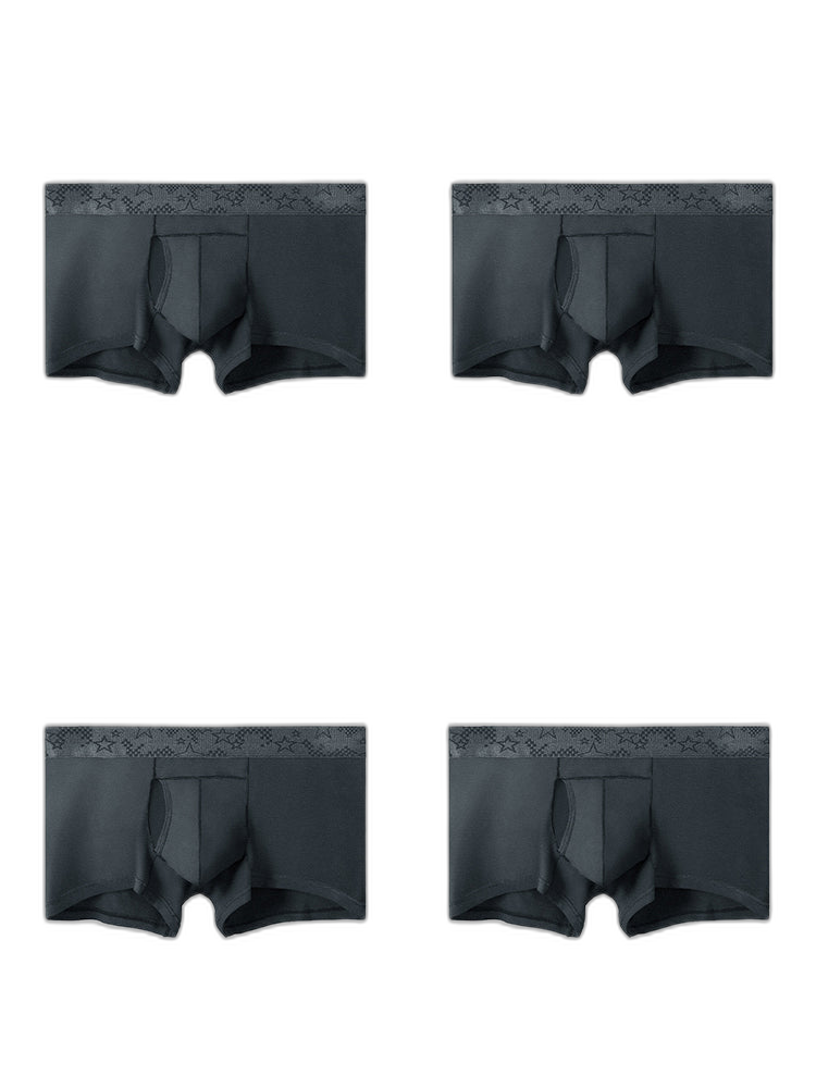4 Pack Men’s Support Pouch Trunks With Functional Fly