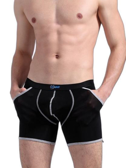 3 Pack Men's Long Leg Boxer Briefs Made of Ultra-Thin Ice Silk with Anti-Wear Elastic
