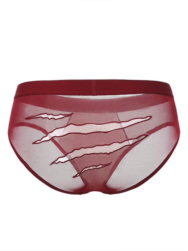 Men's Sexy Mesh Scratch-Mark Design Briefs