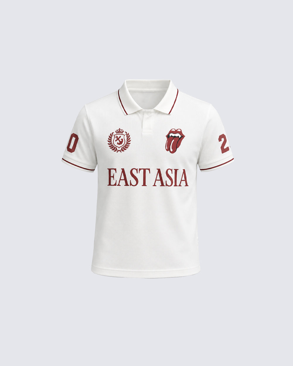 KIIKIO Casual Letter Print Collared Polo Shirt
