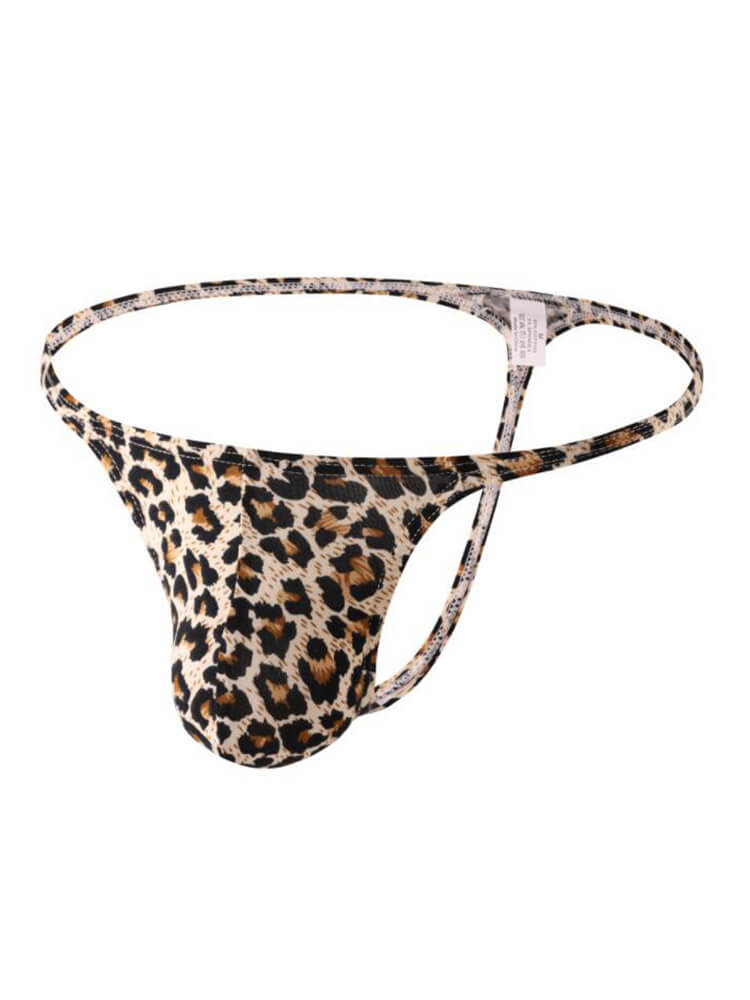 Men's Sexy Leopard Print Low-Rise Thin Strap Thong
