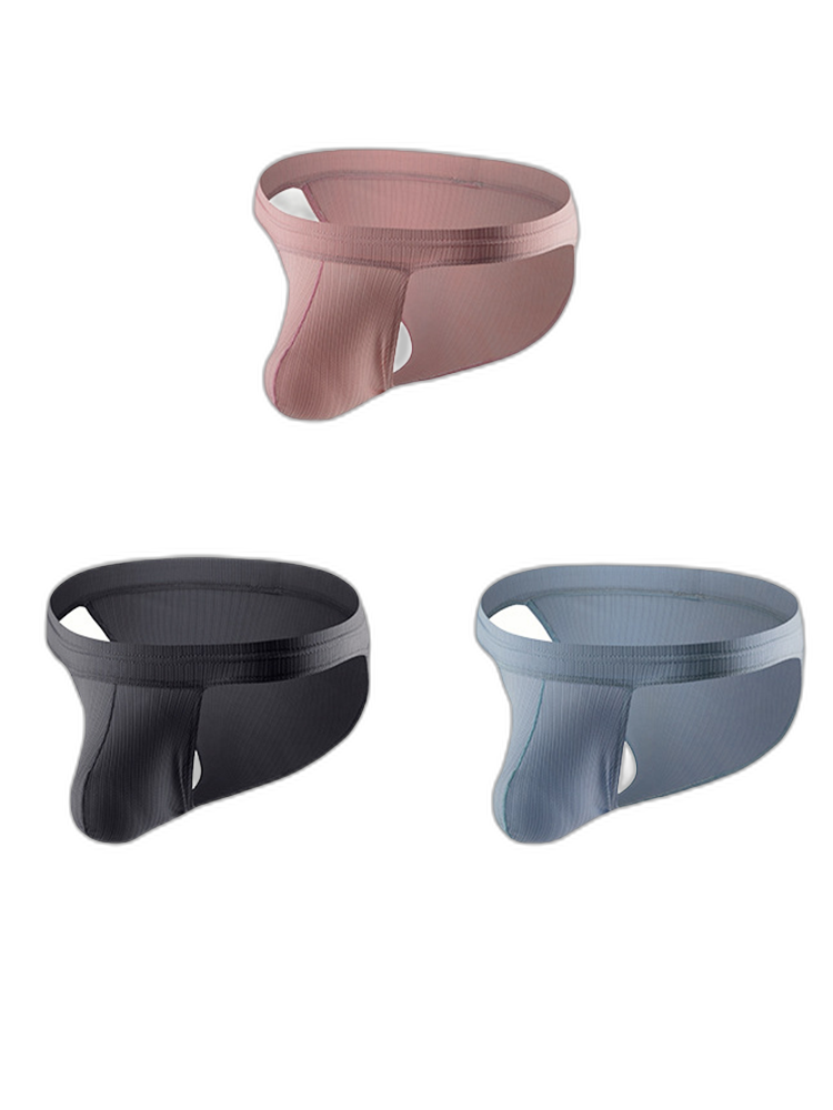 3 Pack Men's Threaded Fabric Briefs with U Convex Pouch