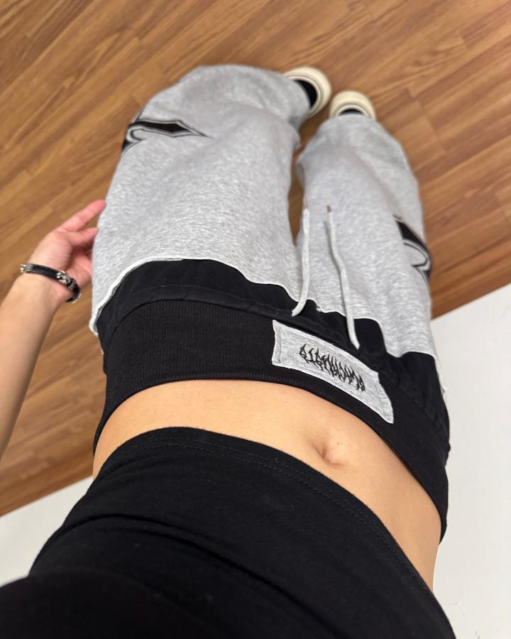 KIIKIO Y2K Color-Block Cross Pattern Baggy Pants