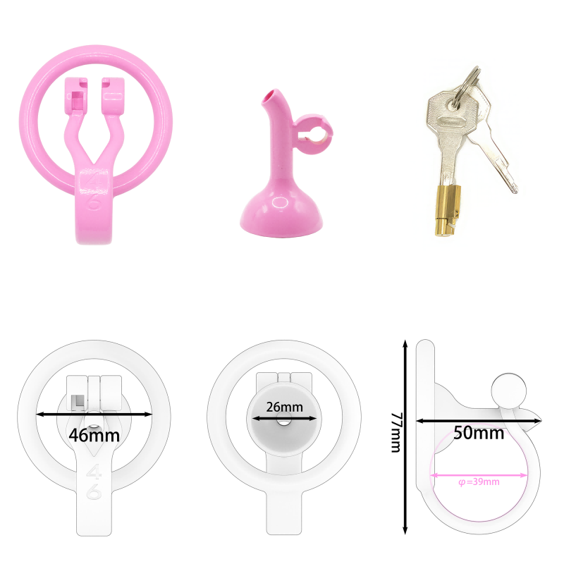 Inverted Male Chastity Cage with Optimized Extended Urethral Tube
