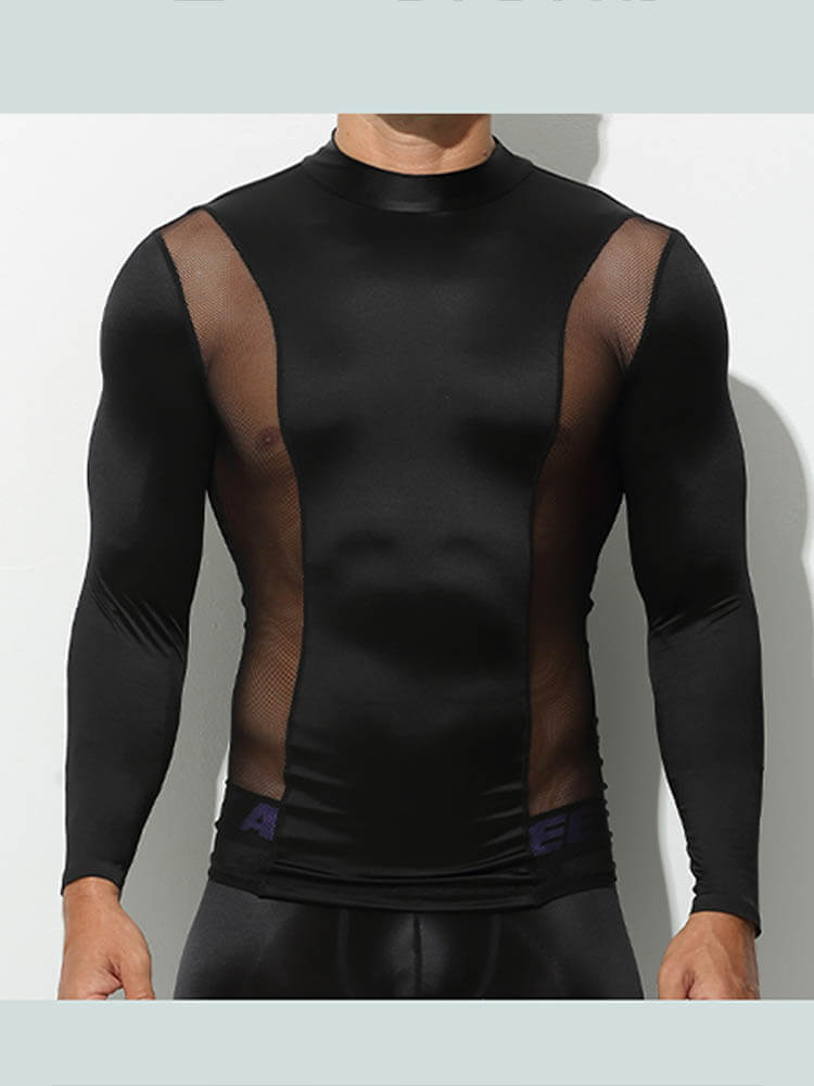 Men's Sexy Tight-Fitting Sheer Top and Trousers Set