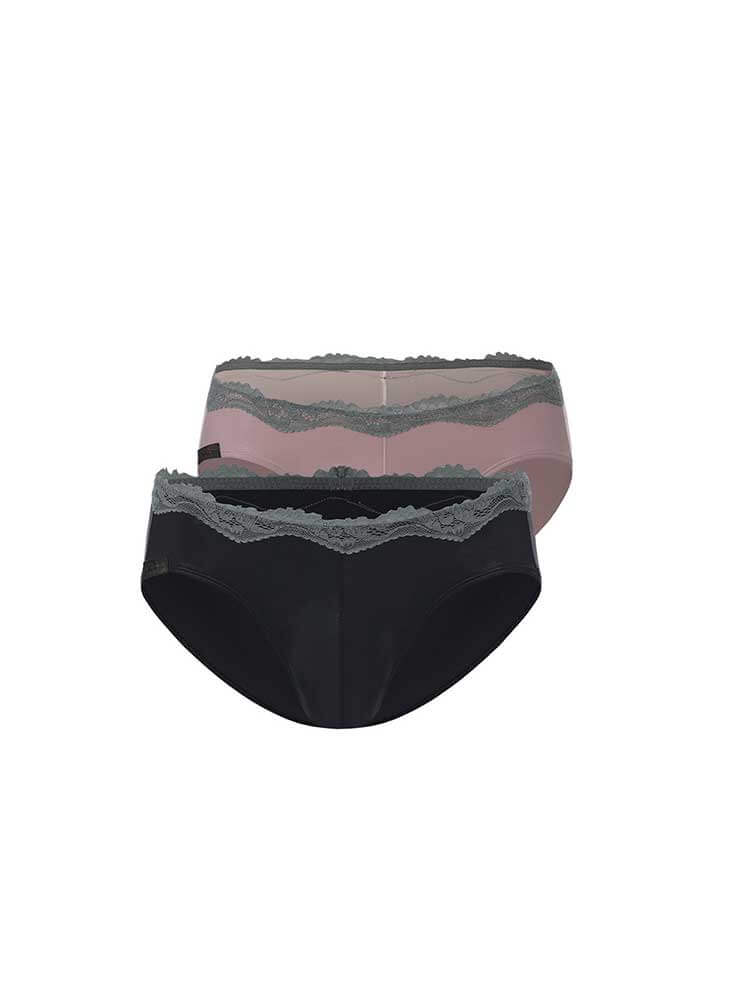 Men's Sexy Lace Trim Faux Leather-Coated Briefs