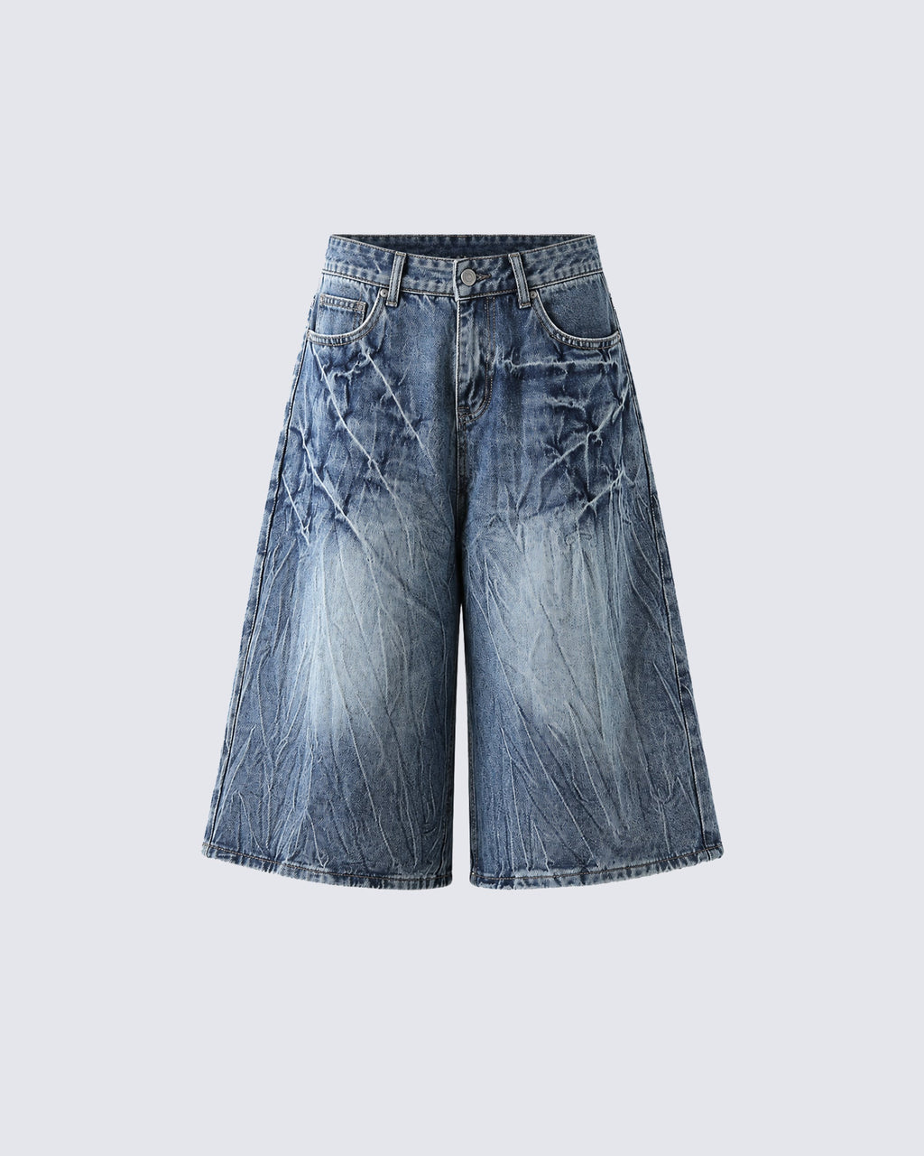 KIIKIO Vintage-Style Lightning-Pattern Cropped Denim Pants