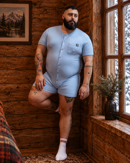 Short Sleeve Union Suit - Light Blue