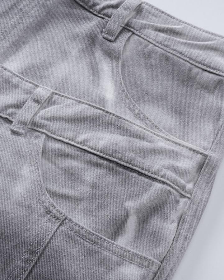 KIIKIO Retro Washed Distressed Double-Waist Wide-Leg Pants