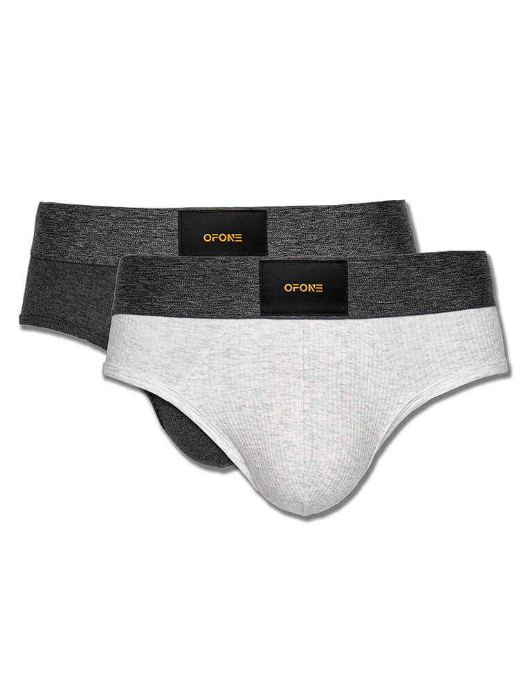 Men's Fashionable Wide Belt Ribbed Cotton Briefs