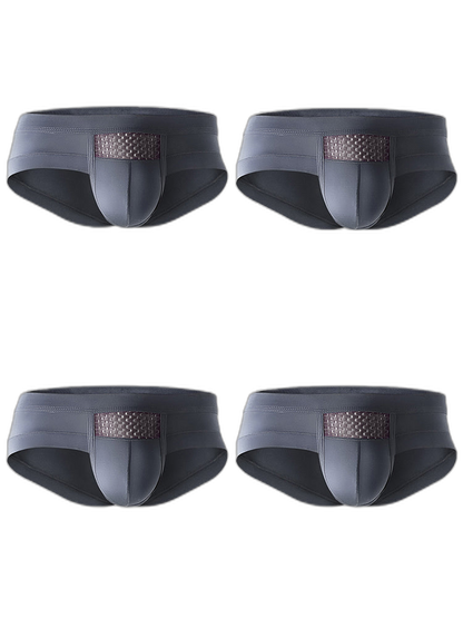 Aoelemen 4 Pack Men's Breathable U Convex Pouch Briefs