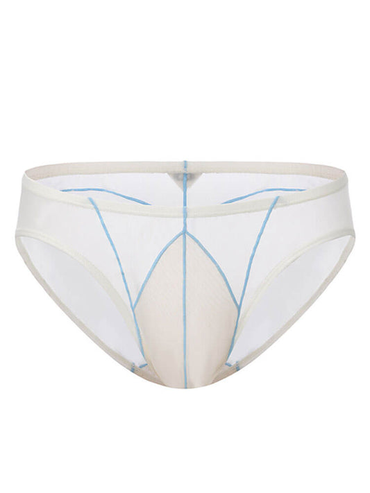 Men's Low-Rise Color-Blocked Striped Shiny Briefs
